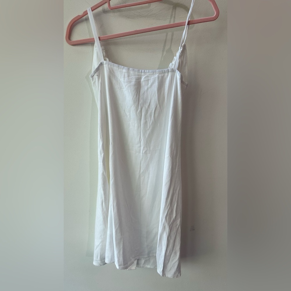 Commense, White Linen Blend Button Front Mini Dress, Size small | 0313 - Picture 4 of 7